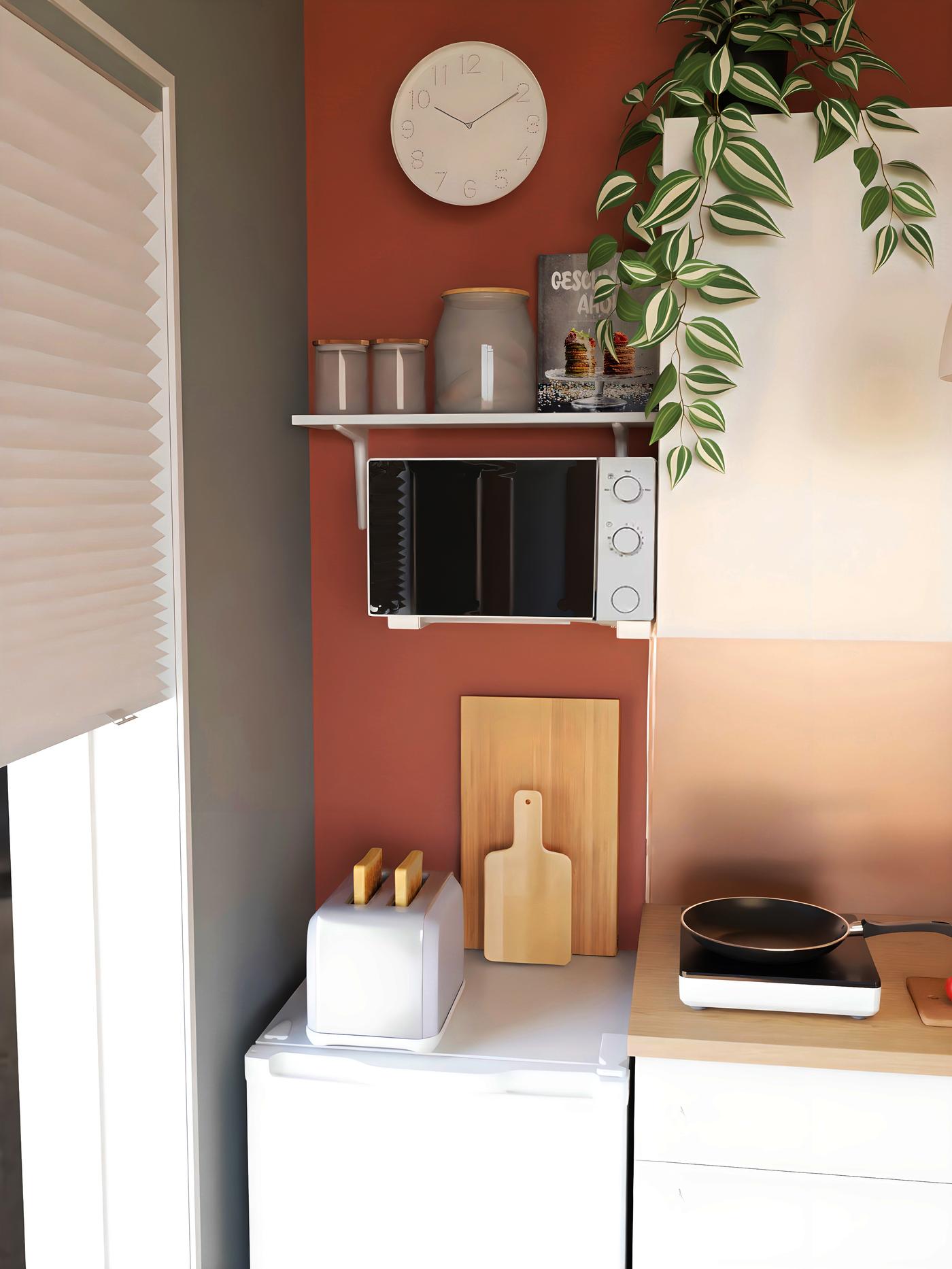 Cuisine 3D KNOXHULT blanche mur terracotta