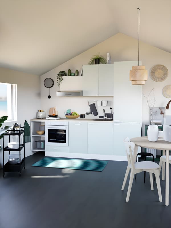 Cuisine blanche et verte ENHET en 3D
