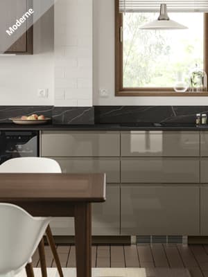 Cuisine brillante brun-gris foncé