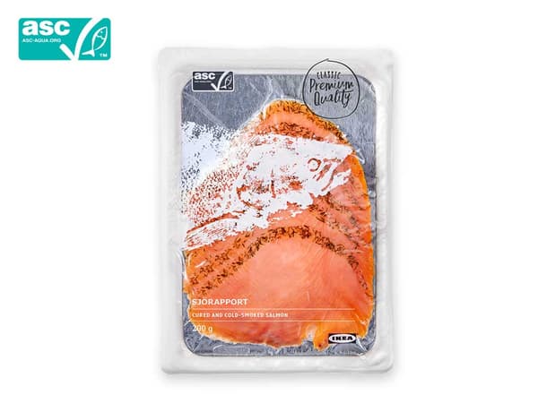 Cured & Cold Smoked Salmon Frozen 
200g, ASC