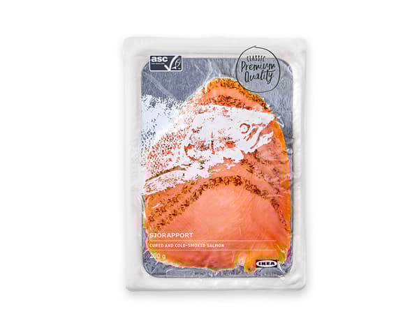 Cured & Cold Smoked Salmon Frozen 
200g, ASC