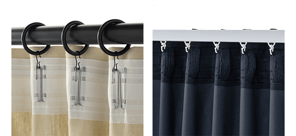 Curtain rod with rings or rails with hooks and runners
