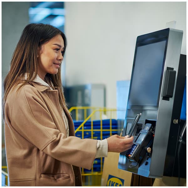 Customer checking out in store