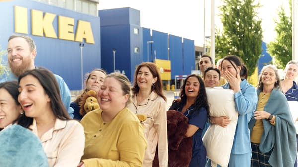 Customers queued in front of IKEA for pyjama day offer