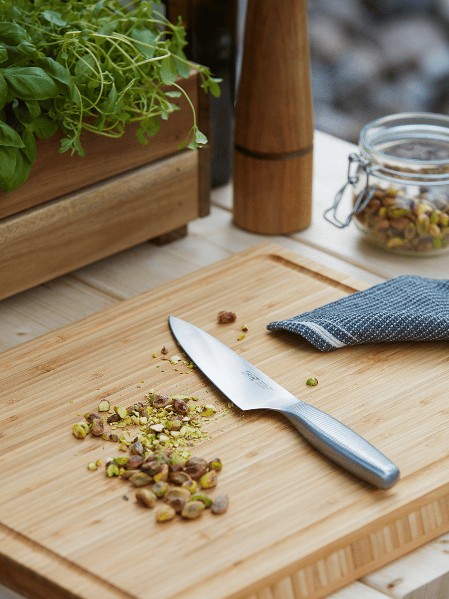 Cutting board with a knive