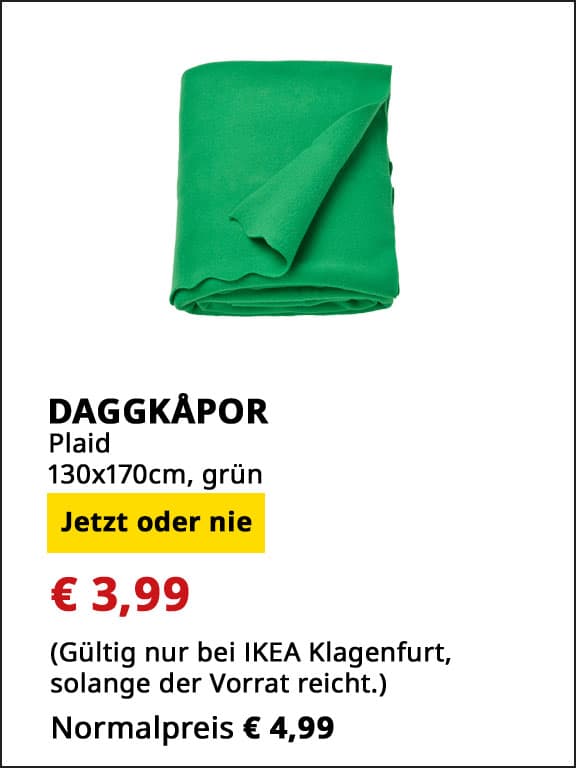 Daggkapor Plaid, 130x170cm, grün , statt € 4,99 um € 3,99.