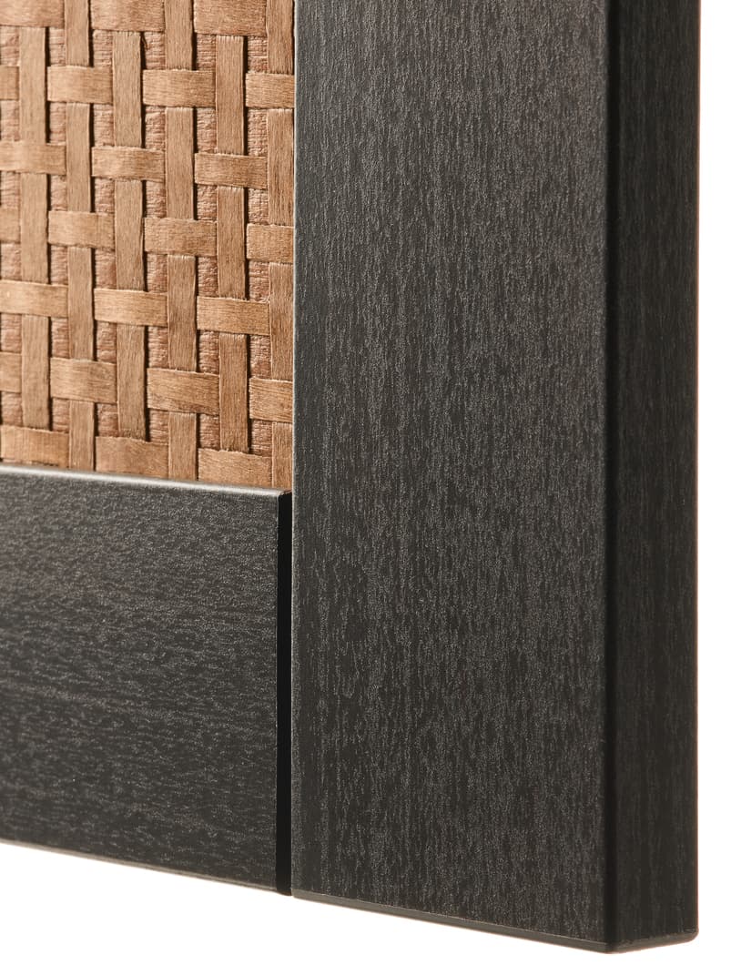 Dark STUDSVIKEN BESTÅ door front with rattan design