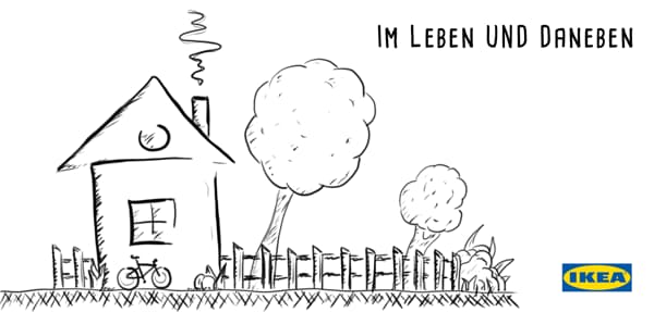 Das Logo des neuen IKEA Podcasts mit dem Titel "Im Leben und daneben".