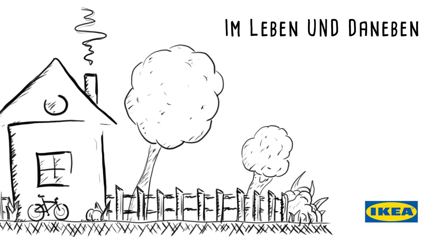 Das Logo des neuen IKEA Podcasts mit dem Titel "Im Leben und daneben".