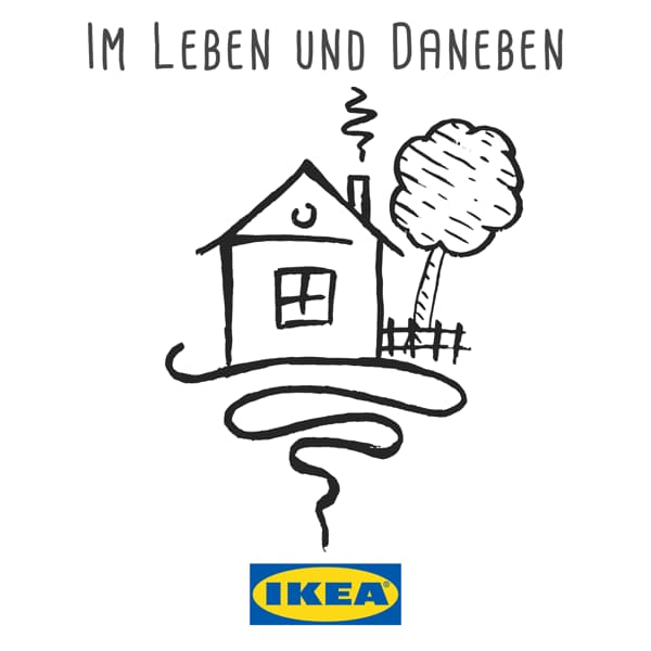 Das quadratische Logo des neuen IKEA Podcasts "Im Leben und daneben"