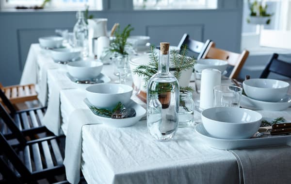Decorated holiday table setting
