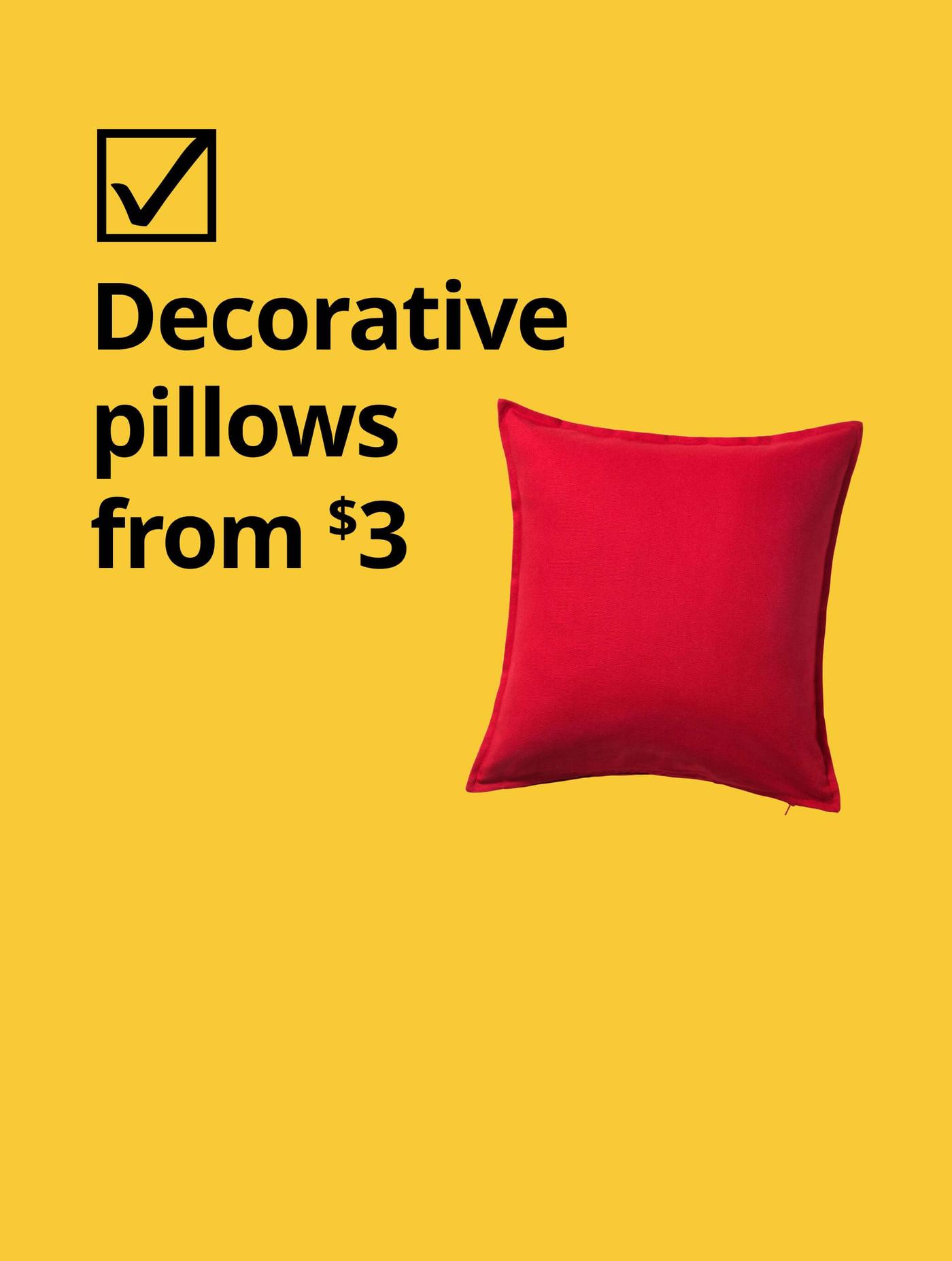 Decorative pillows from $3