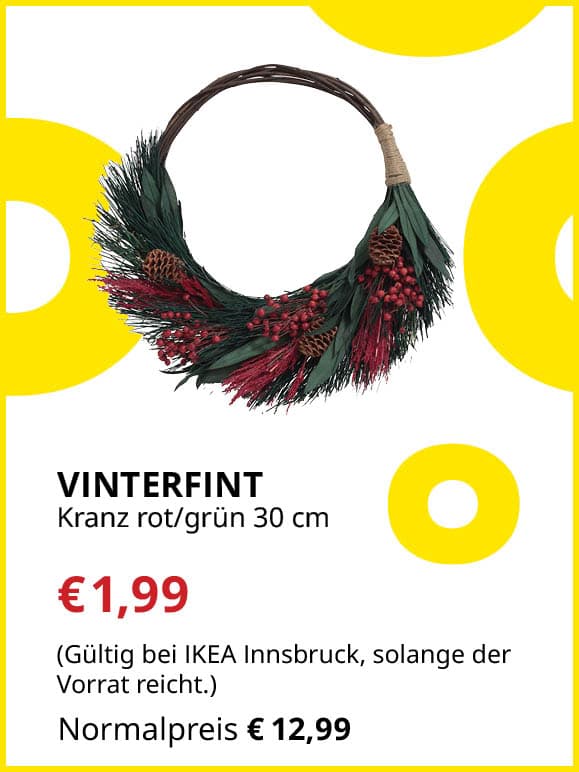 Dekorativer weihnachtlicher Kranz für die Wand oder Haustür statt 12,99 € um 1,99 €.
