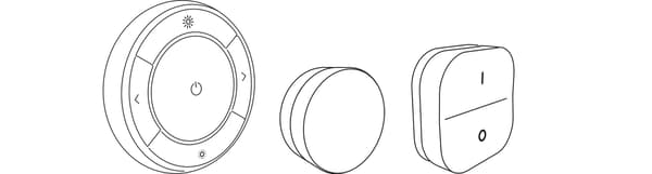 Dessin de trois télécommandes intelligentes IKEA