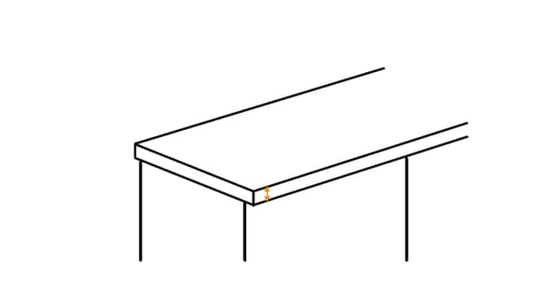 Dessin d'un plan de travail de cuisine avec prises de mesure