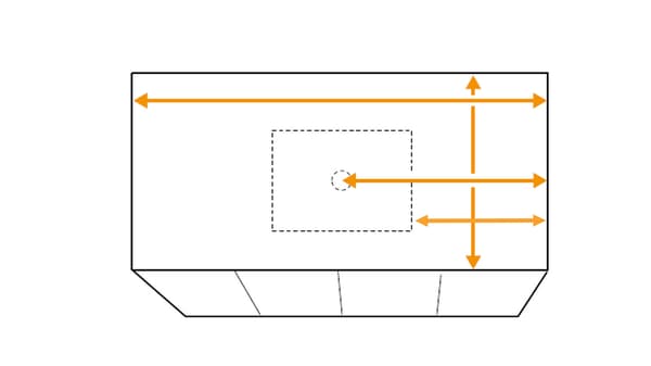 Dessin d'un plan de travail de cuisine avec prises de mesure