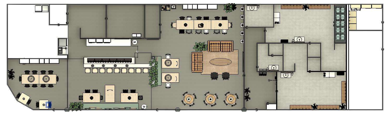 Detailed drawing for the KLTV tennis club as part of the interior design advice
