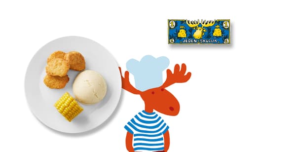 Dětské menu bezmasé nugetky s kaší a kukuřicí