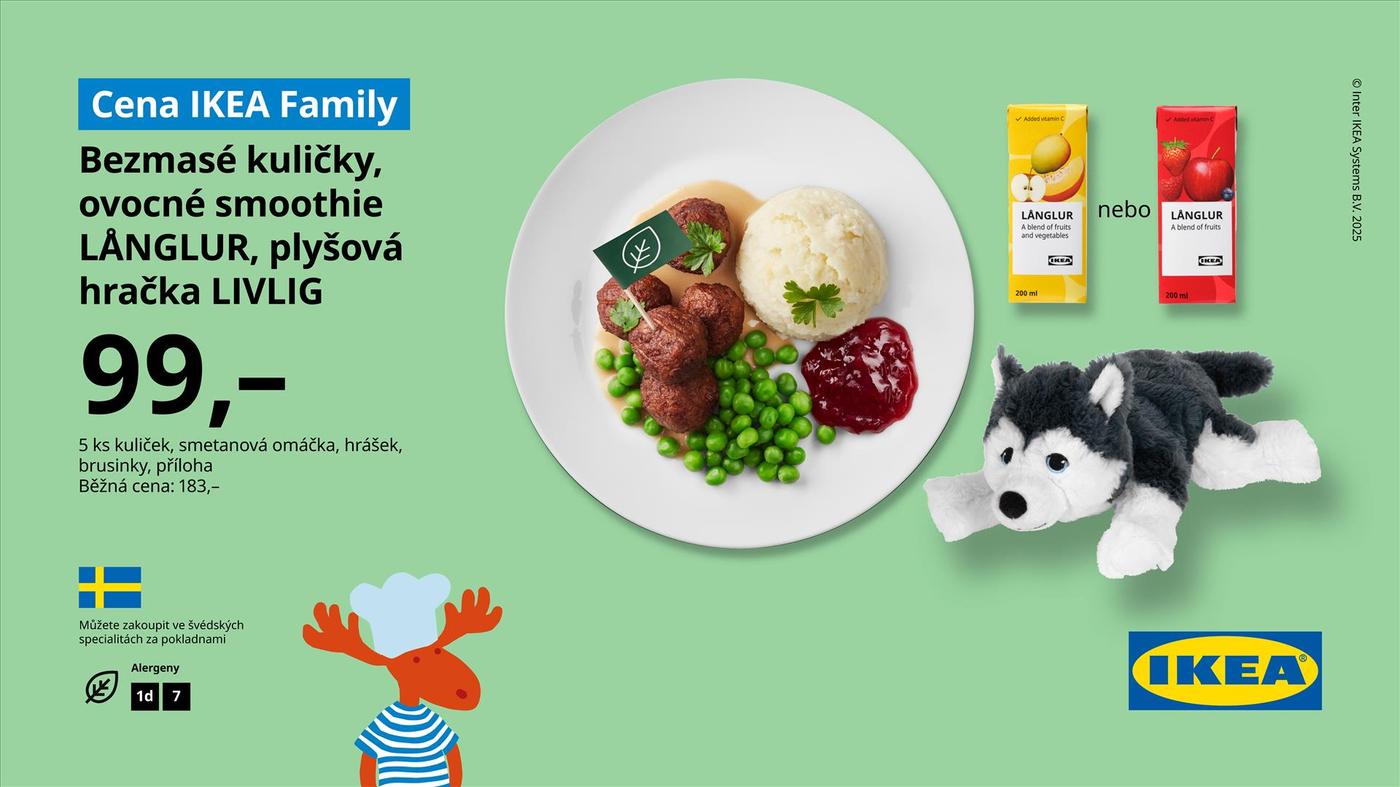 Dětské menu, ovocné smoothie a plyšová hračka