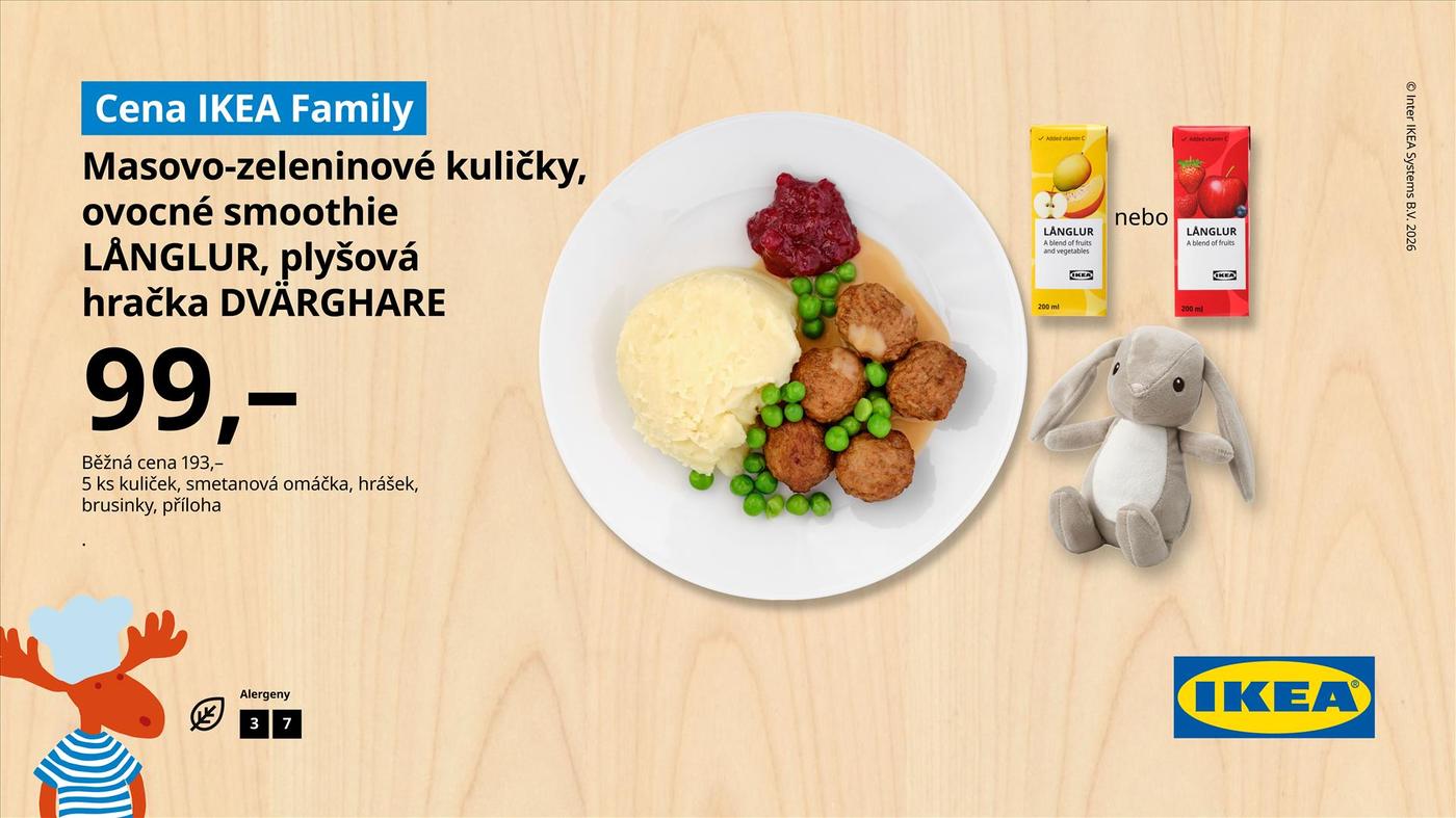 Dětské menu, ovocné smoothie a plyšová hračka