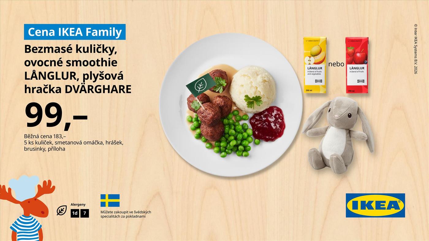 Dětské menu, ovocné smoothie a plyšová hračka