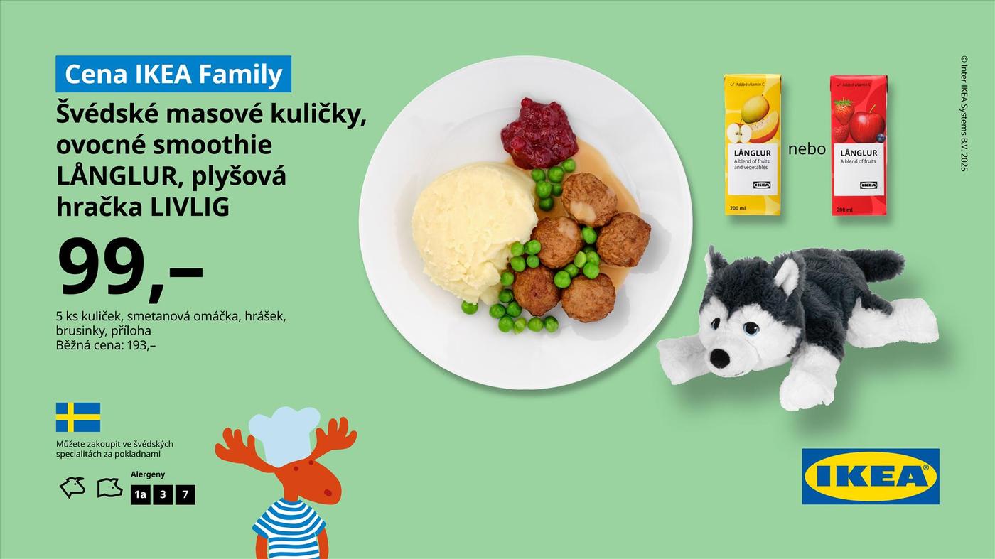 Dětské menu, ovocné smoothie a plyšová hračka