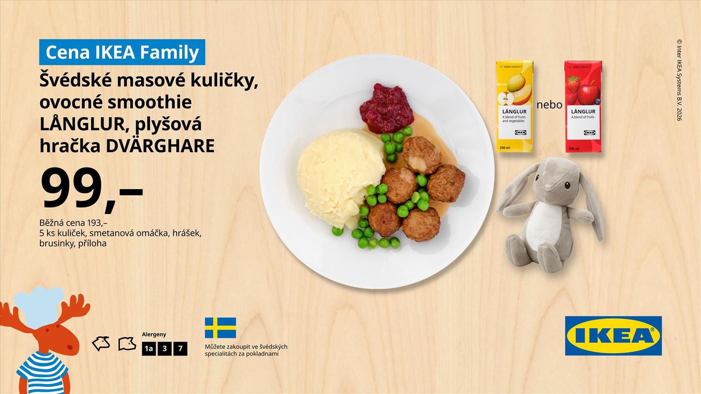 Dětské menu, ovocné smoothie a plyšová hračka