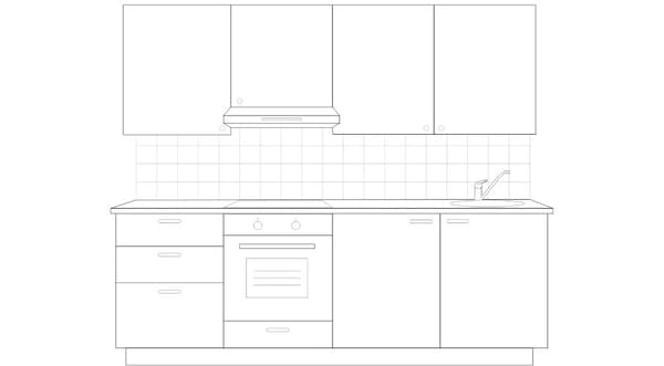 Dibujo de una cocina estándar
