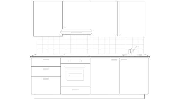 Dibujo de una cocina estándar