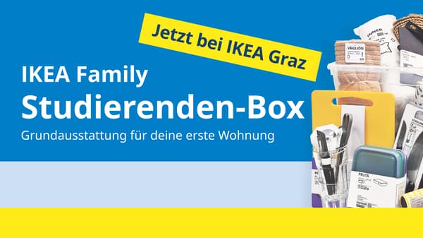 Die IKEA Family Studierenden-Box:
Die Grundausstattung für deine erste Wohnung!