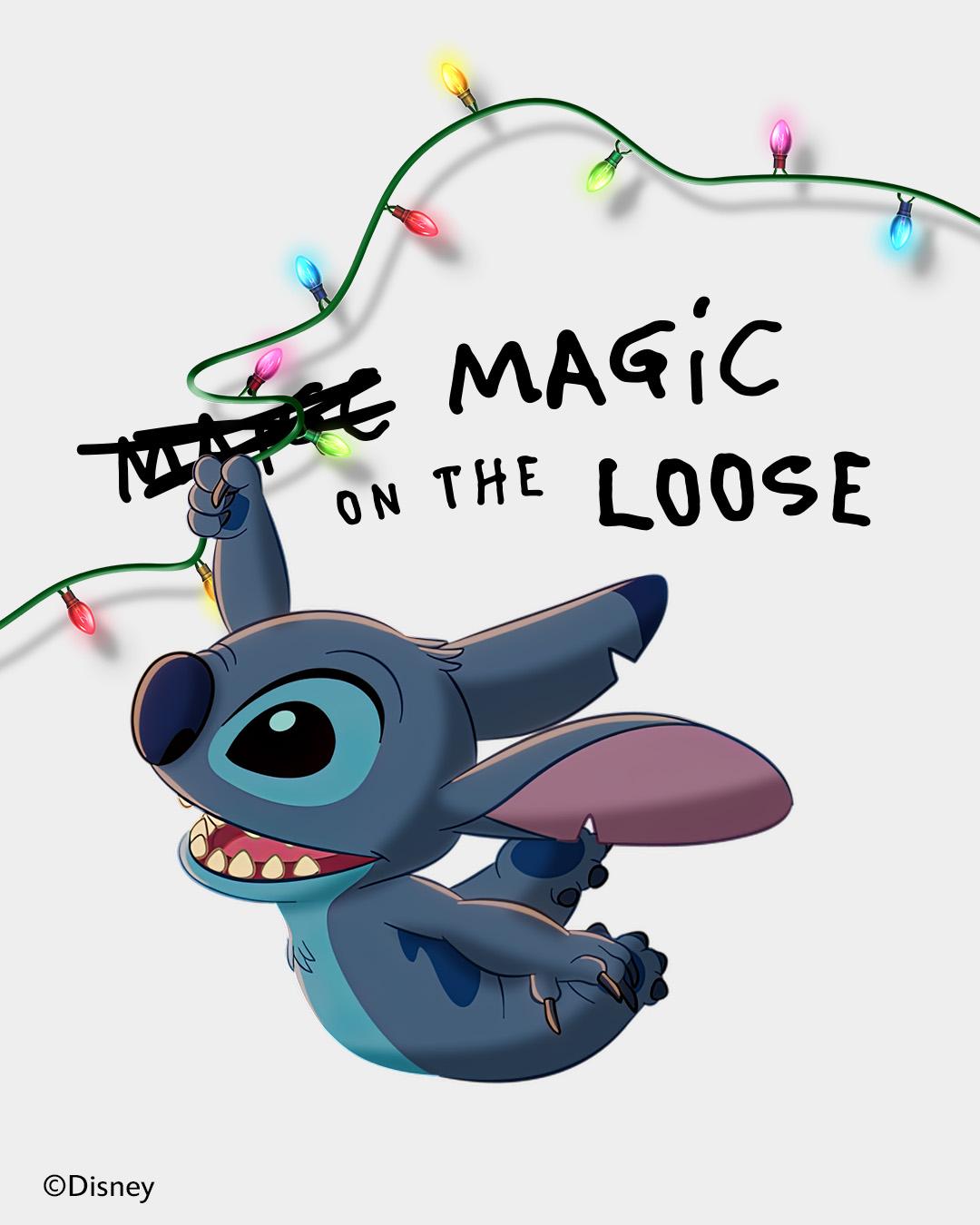 Disney x IKEA - Magic on the Loose, Stitch swinging from string lights