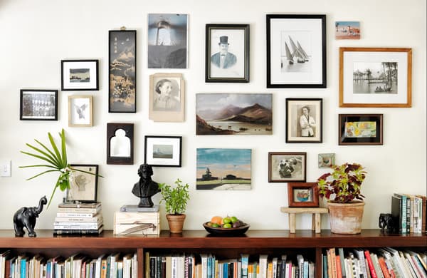 Display photos, art and objects to create a home gallery.