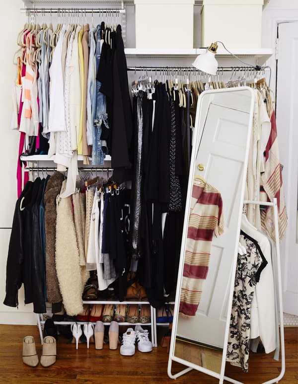 Display your clothes with open storage.