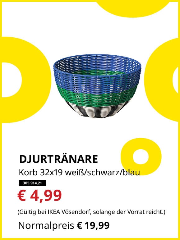 DJURTRÄNARE Korb 32x19cm weiß/blau/schwarz statt € 19,99 zum Knut Preis von € 4,99