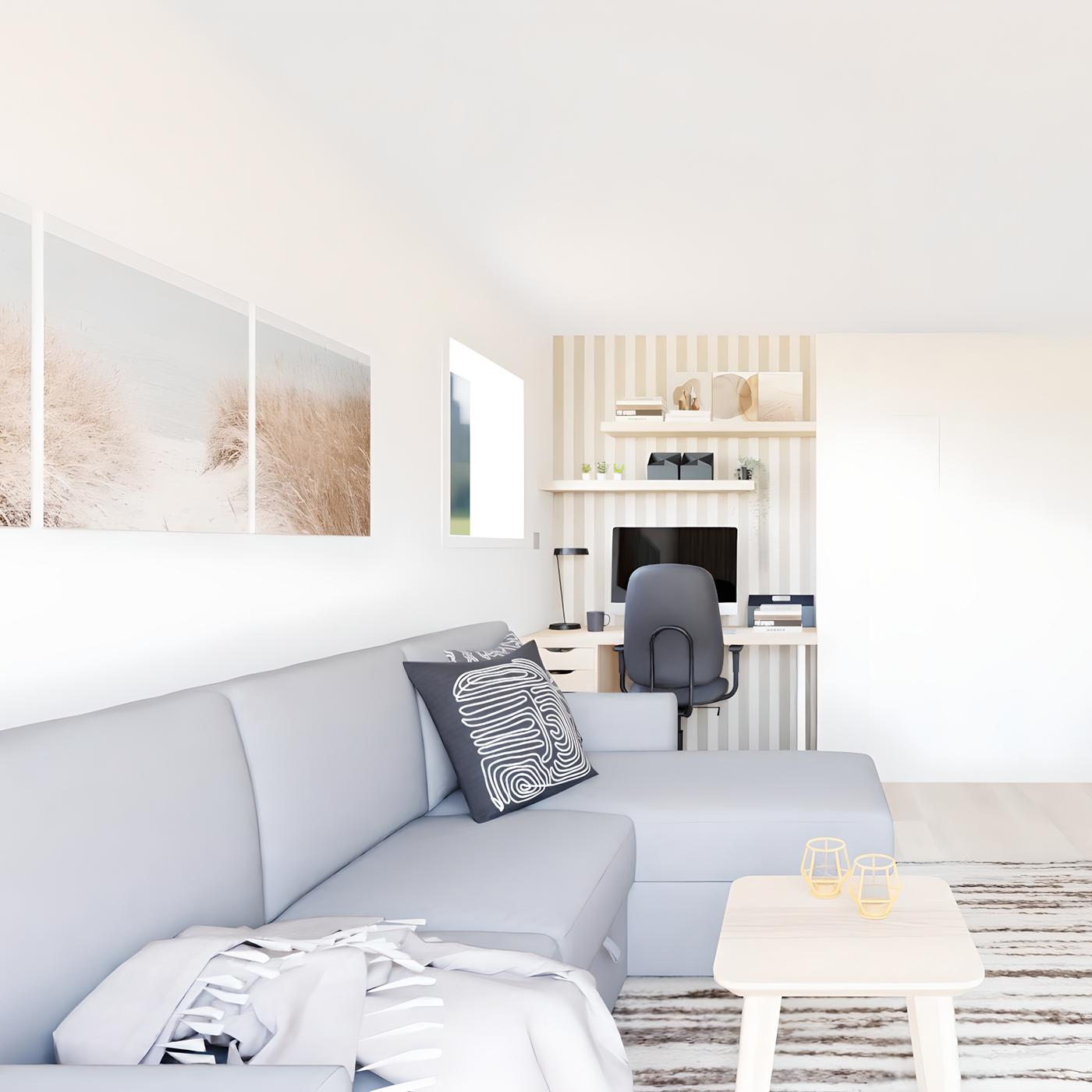 Dnevna soba s sivim kavčem