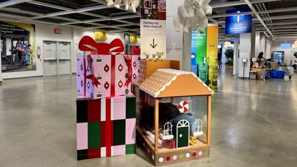 Donation Bin for Holioday Toy Drive at IKEA Brooklyn. 