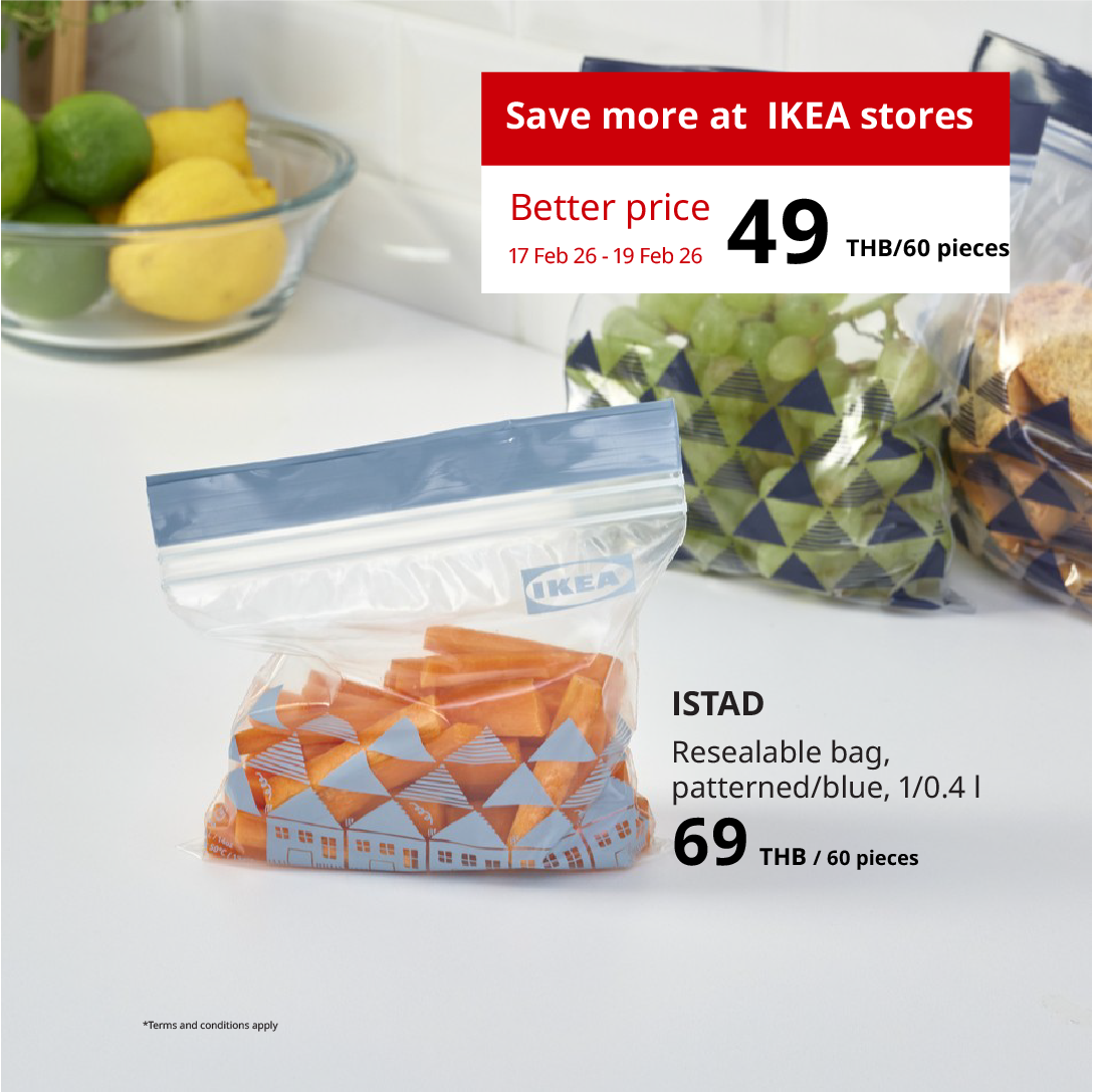 Don’t miss out! Enjoy unbeatable prices on OFTAST dinnerware and ISTAD resealable bags when you shop at IKEA stores from 17 Feb 26 – 19 Aug 26. Limited‑time offers. While stocks last.
