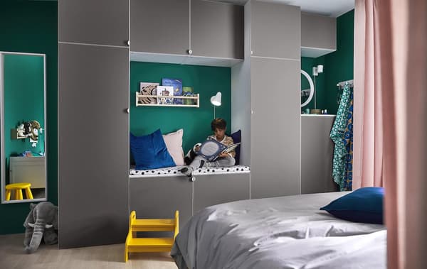 Dormitorio para nenos en tons grises