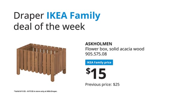 Draper IKEA Family deal of the week