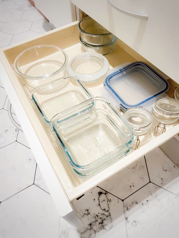 Drawer of organised food containers