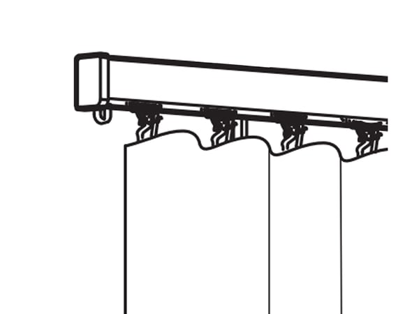 Drawing of a VIDGA curtain rail with a track.
