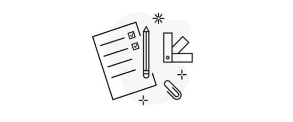 drawing of checklist and pencils and measuring tools