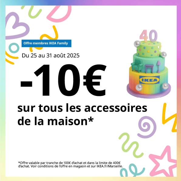 Du 25 au 31 août -10 € sur tous les accessoires de la maison pour les membres Family