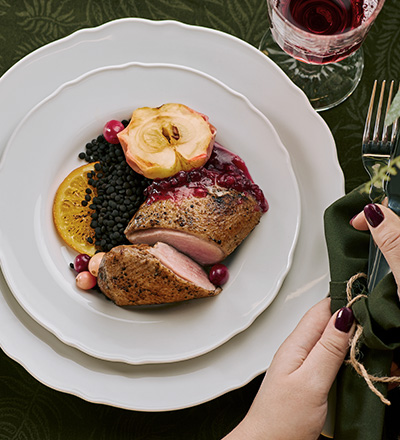 Duck breast with lingonberry jam
