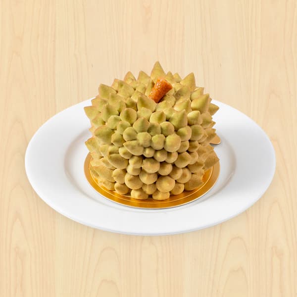 Durian cake on a plate
