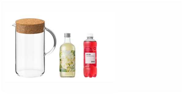 Džbán IKEA 365+, bezinkový sirup, nápoj ISKUB