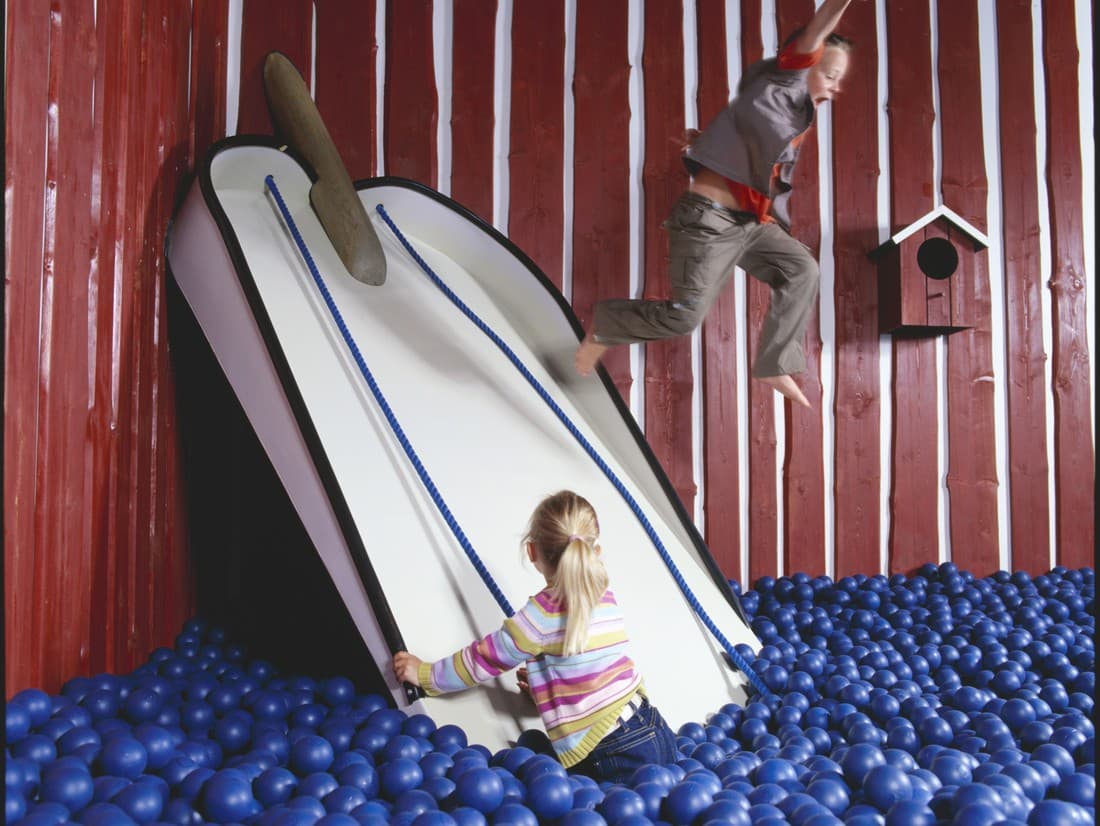 Dzieci bawia sie w czarodziejskim lesie Smaland