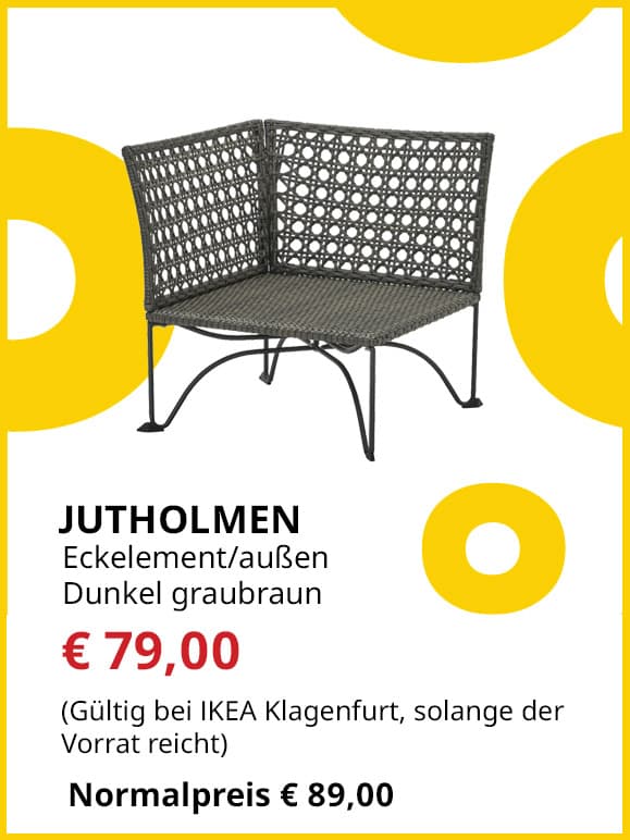 Ecksitzelement Jutholmen, für außen, dunkel graubraun, statt € 89 um € 79.