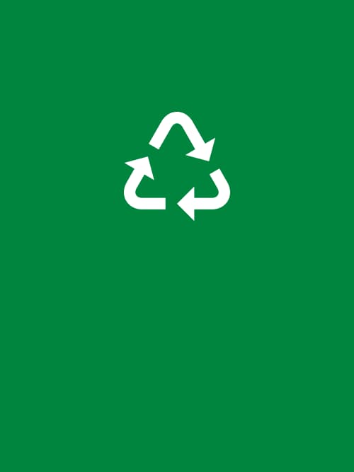 Een groene afbeelding met het icoon van onze Retour & recycle service.