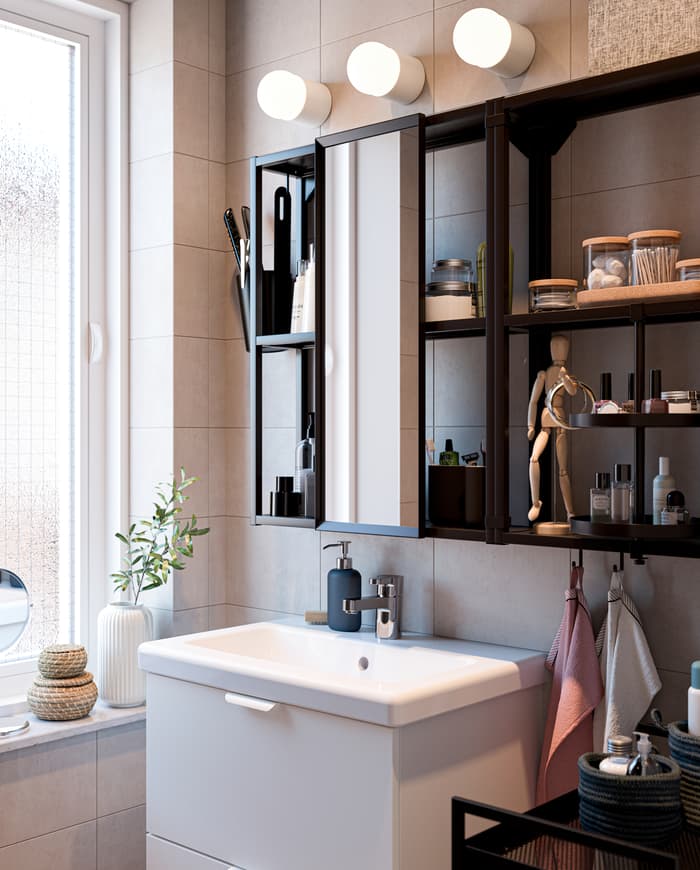 Ein kleines, aber ruhiges, funktionelles Badezimmer - IKEA Österreich